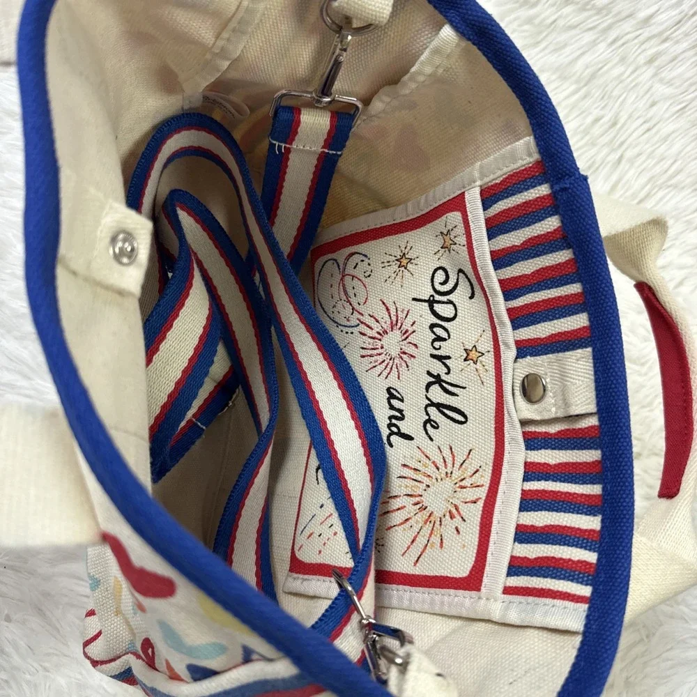 Brighton Red White & You Mini Tote Hearts LOVE Patch Crossbody Canvas Bag
